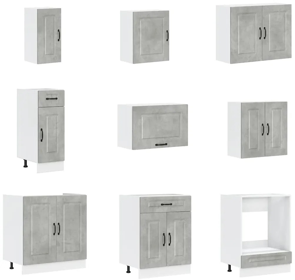 14 peças armário de cozinha conjunto Kalmar concreto cinza