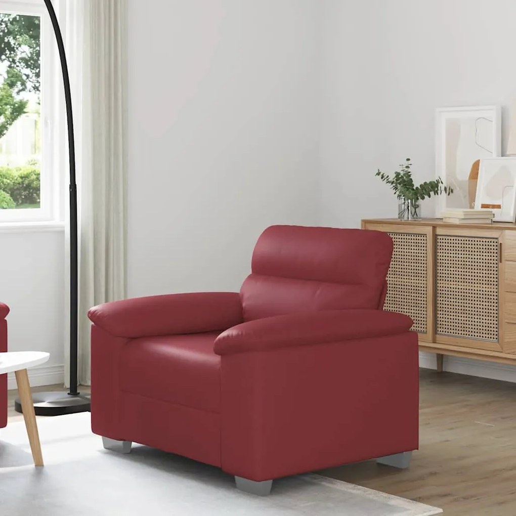 Poltrona 60 cm couro artificial vermelho tinto