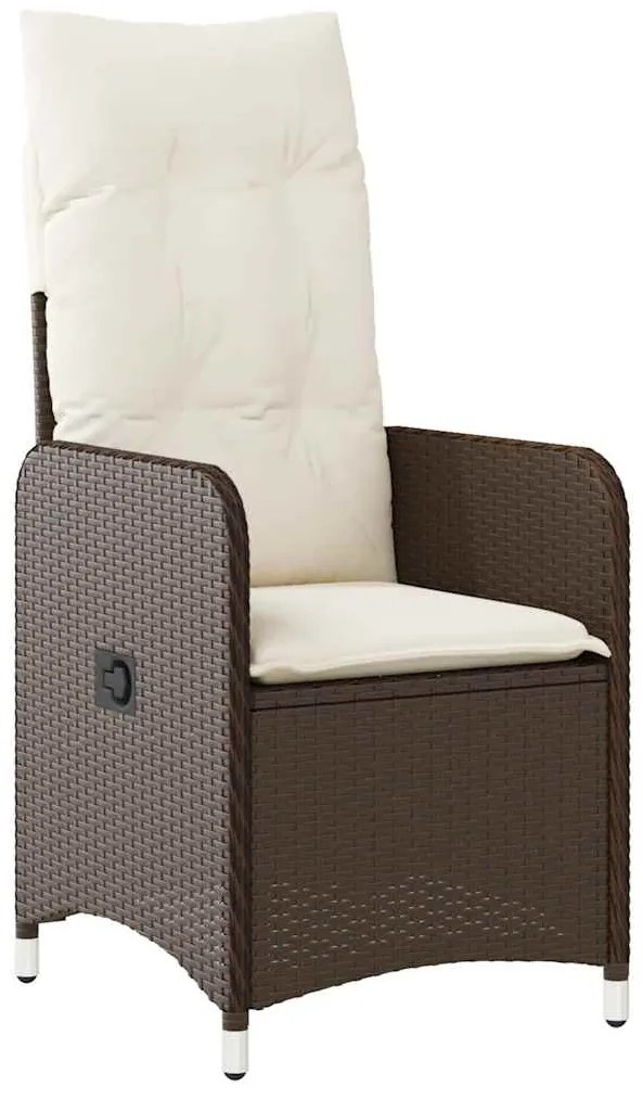 7 pcs conjunto bistrô de jardim c/ almofadões vime PE castanho