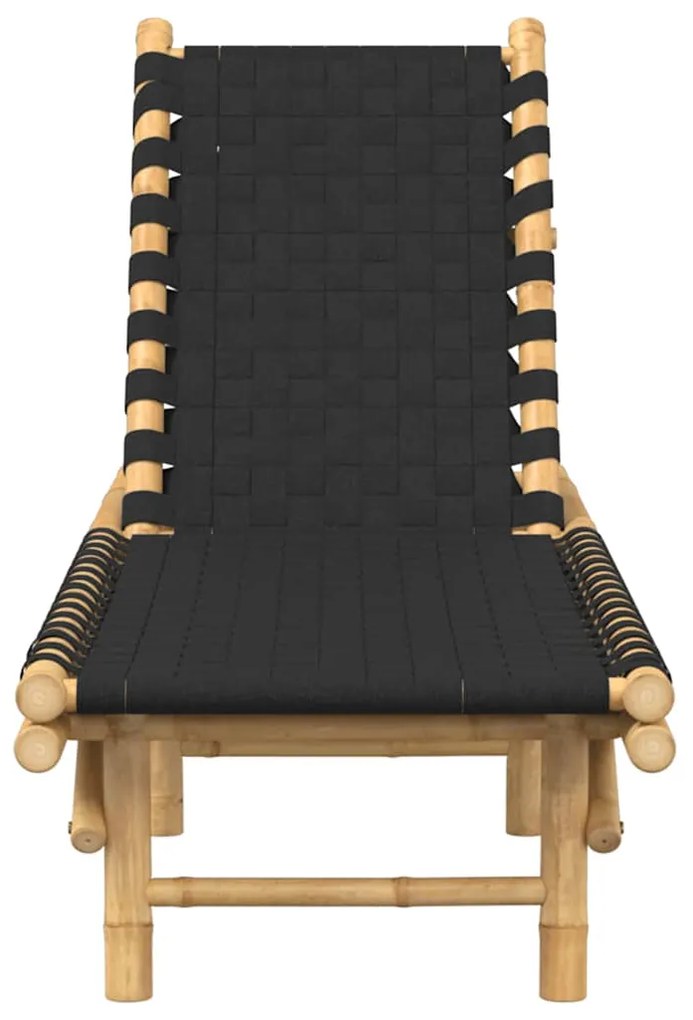 Espreguiçadeira com Tiras Pretas Entrelaçadas 55x200x30cm Bambu