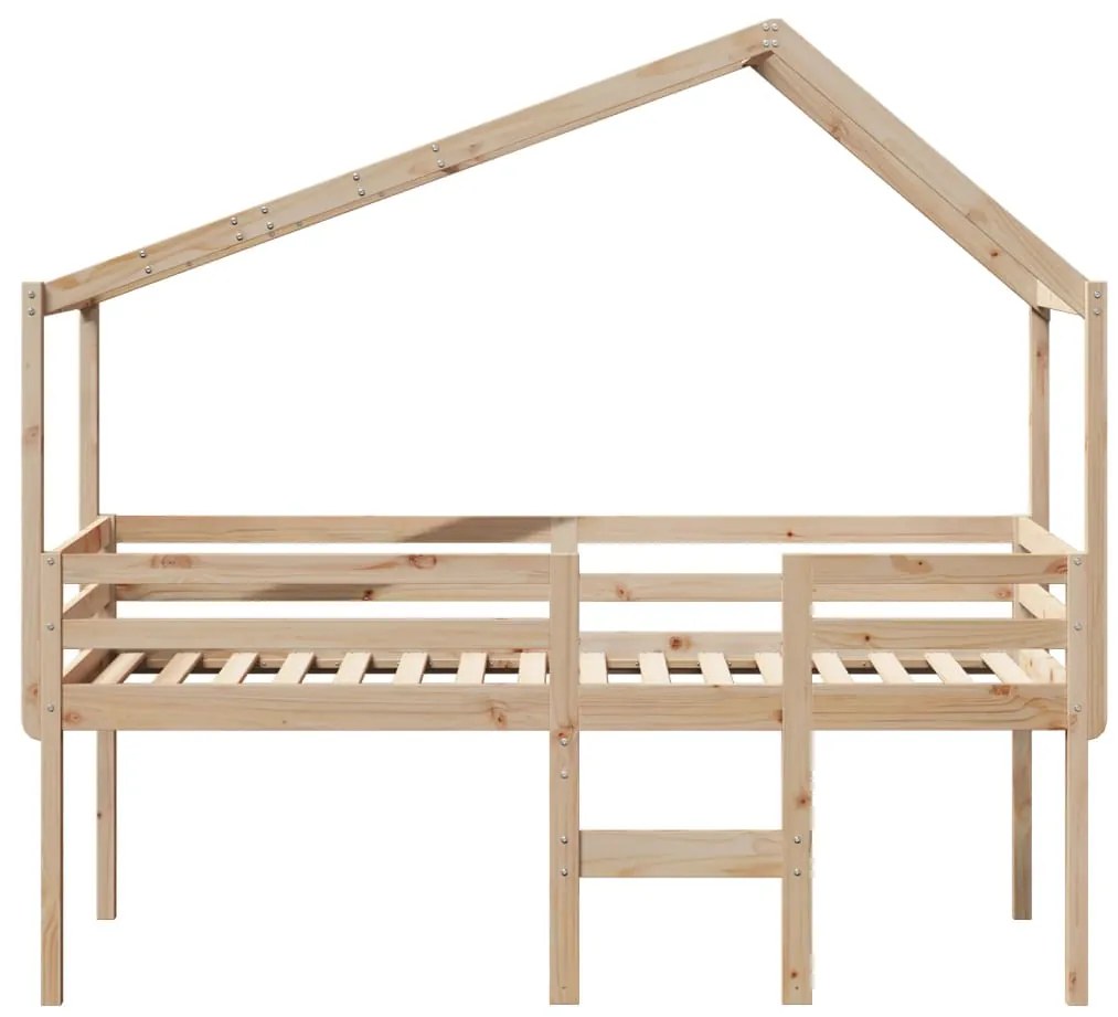 Cama alta com telhado 75x190 cm pinho maciço