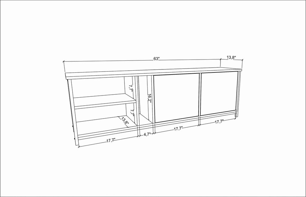 Móvel TV Stand Primrose – Preto e Branco – 160 cm x 35,3 cm x 50,8 cm