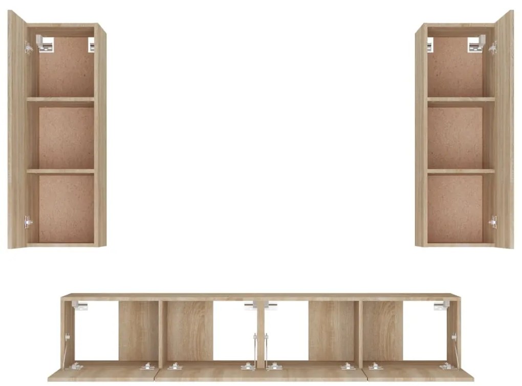 Conjunto móveis de TV 4 pcs madeira processada carvalho sonoma