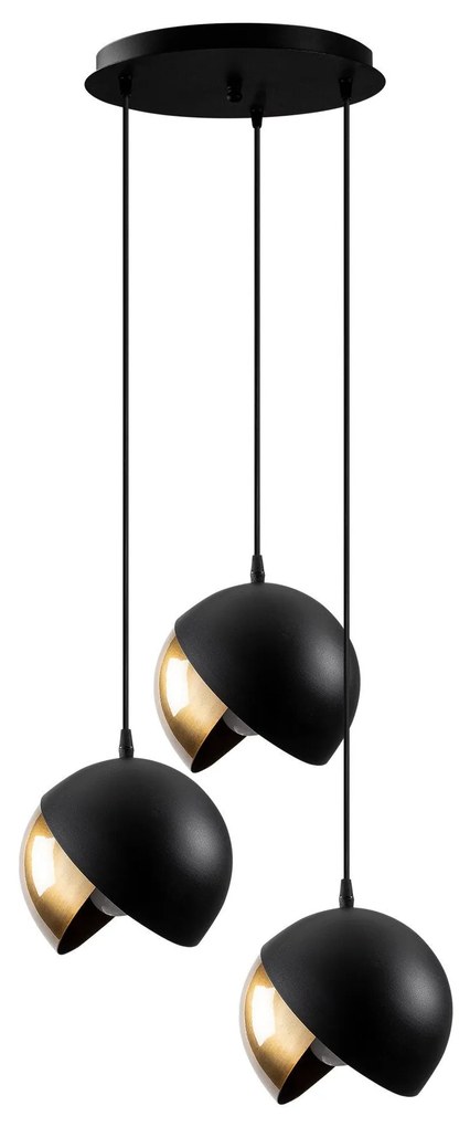 Candeeiro de Teto Berceste – Preto e Dourado – 40 cm de Diâmetro