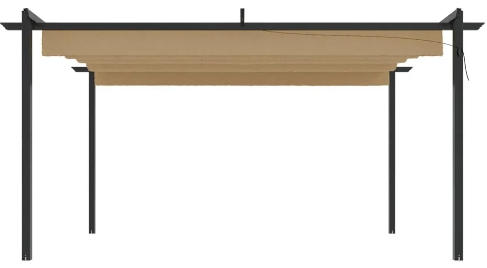 Gazebo de jardim com telhado retrátil 4x3 m cinza-acastanhado