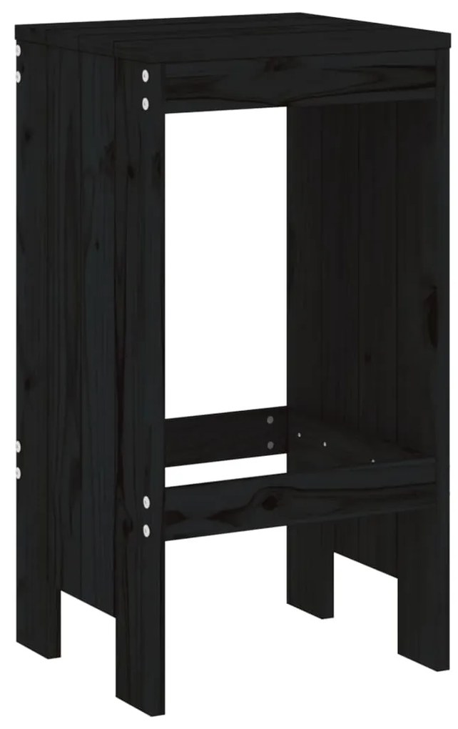 Bancos de bar 2 pcs 40x36x75 cm madeira de pinho maciça preto