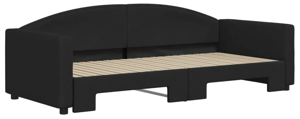 Sofá-cama com gavetão 90x200 cm tecido preto