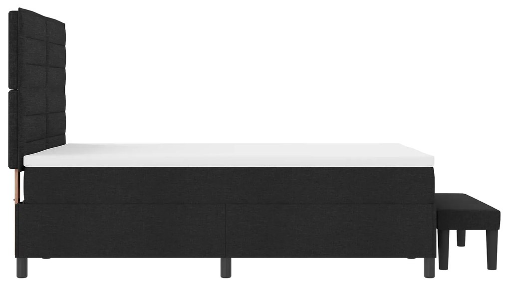 Cama Box com Colchão & Banco Preto 160x200 cm Tecido