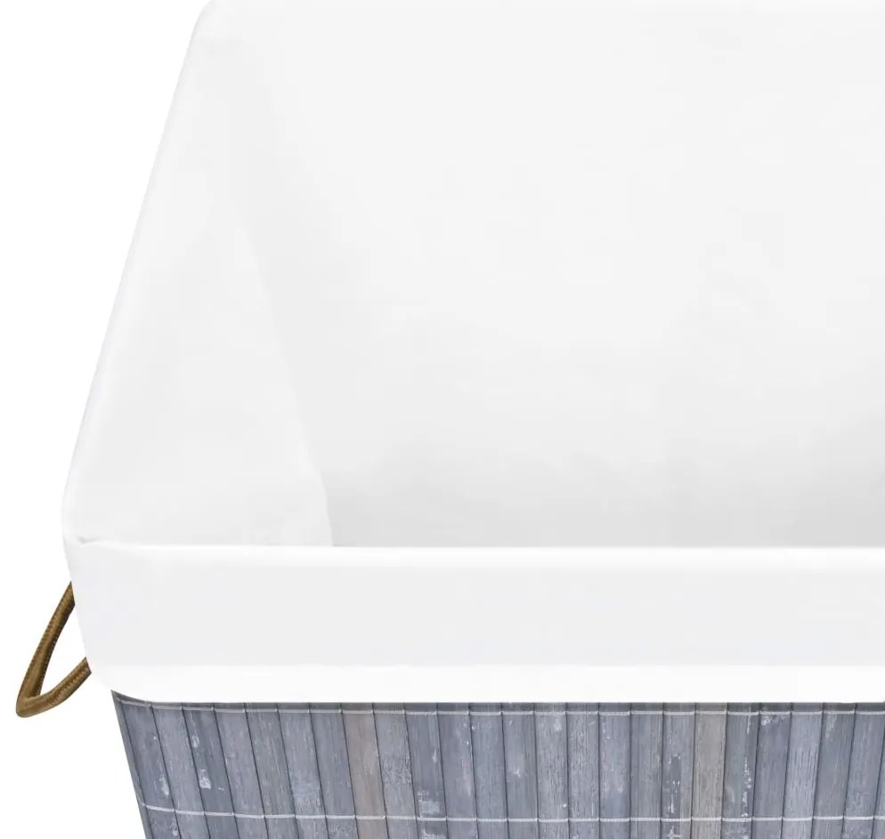 Cesto para roupa suja c/ secção única bambu cinzento