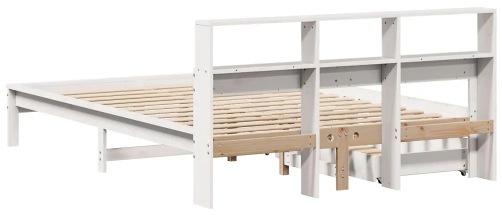 Cama com estante sem colchão 150x200 cm pinho maciço branco