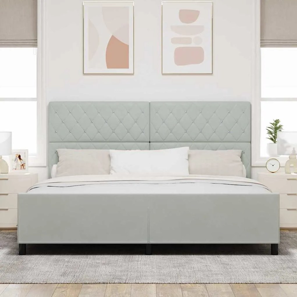 Cama vidaXL Cinza Claro 200x200 cm Veludo