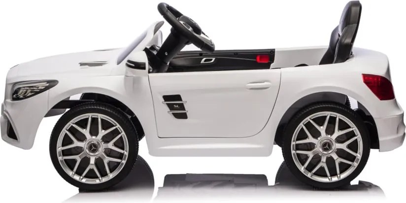 Carro elétrico para crianças até aos 5 anos Mercedes SL500, 12V com bateria de lítio, pneus borracha, controlo remoto Branco