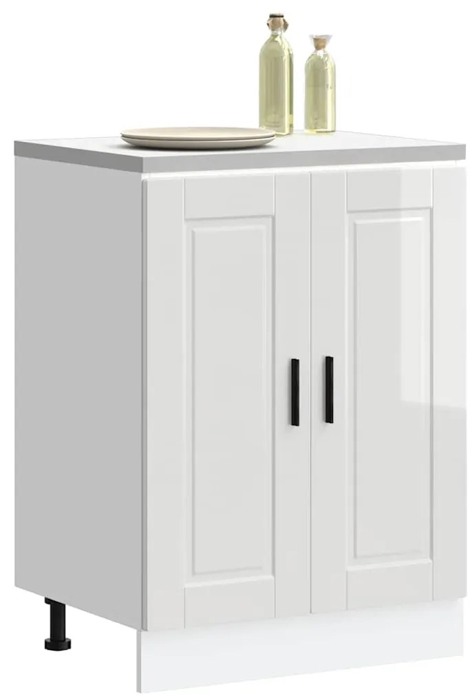 Armário base cozinha Porto derivados madeira branco brilhante