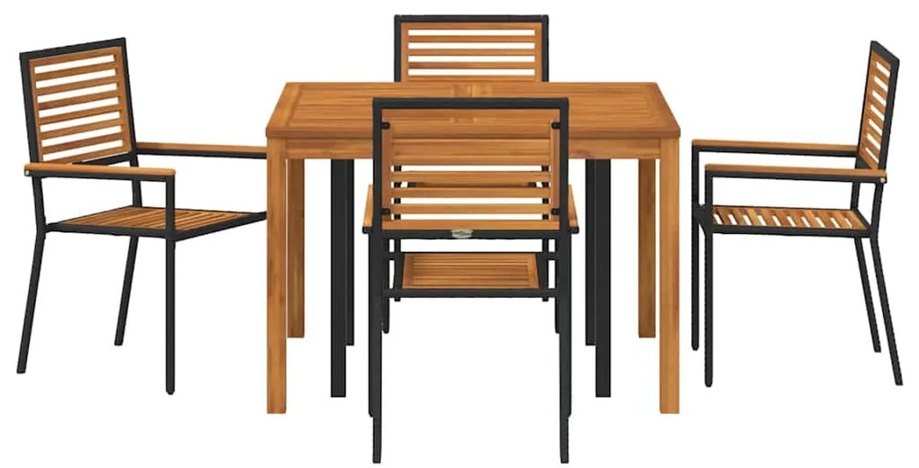 Conjunto de Jantar para Jardim 5 pcs Preto 110 x 110 x 75 cm