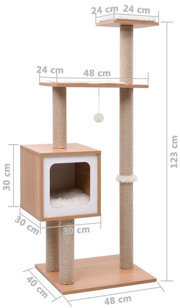 Árvore para gatos c/ tapete arranhador sisal 123 cm