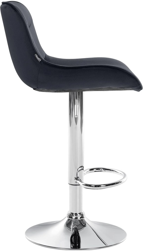 Banco alto em veludo com estrutura prateada 85-106 x 49 x 51 cm preto
