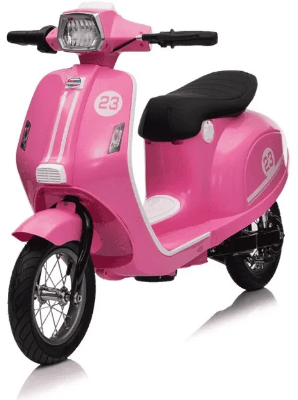 Scooter, Vespa elétrica Crianças 24V com tração de 350 watts, pneus de ar, assento em imitação de couro Rosa