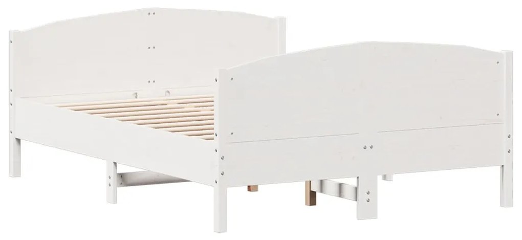 Cama sem colchão 140x190 cm madeira de pinho maciça branco