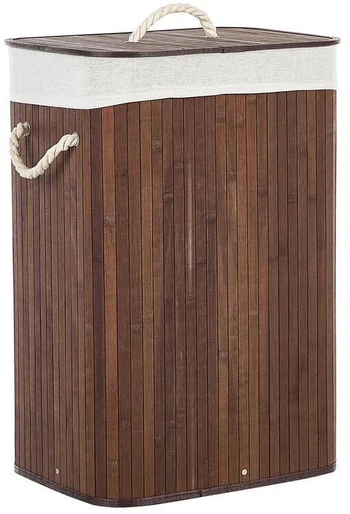 Cesto em madeira de bambu castanha escura e branca 60 cm KOMARI Beliani