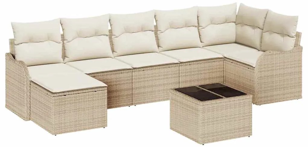 Conjunto de Sofá de Jardim vidaXL 8 Peças com Almofadas em Vime Políme