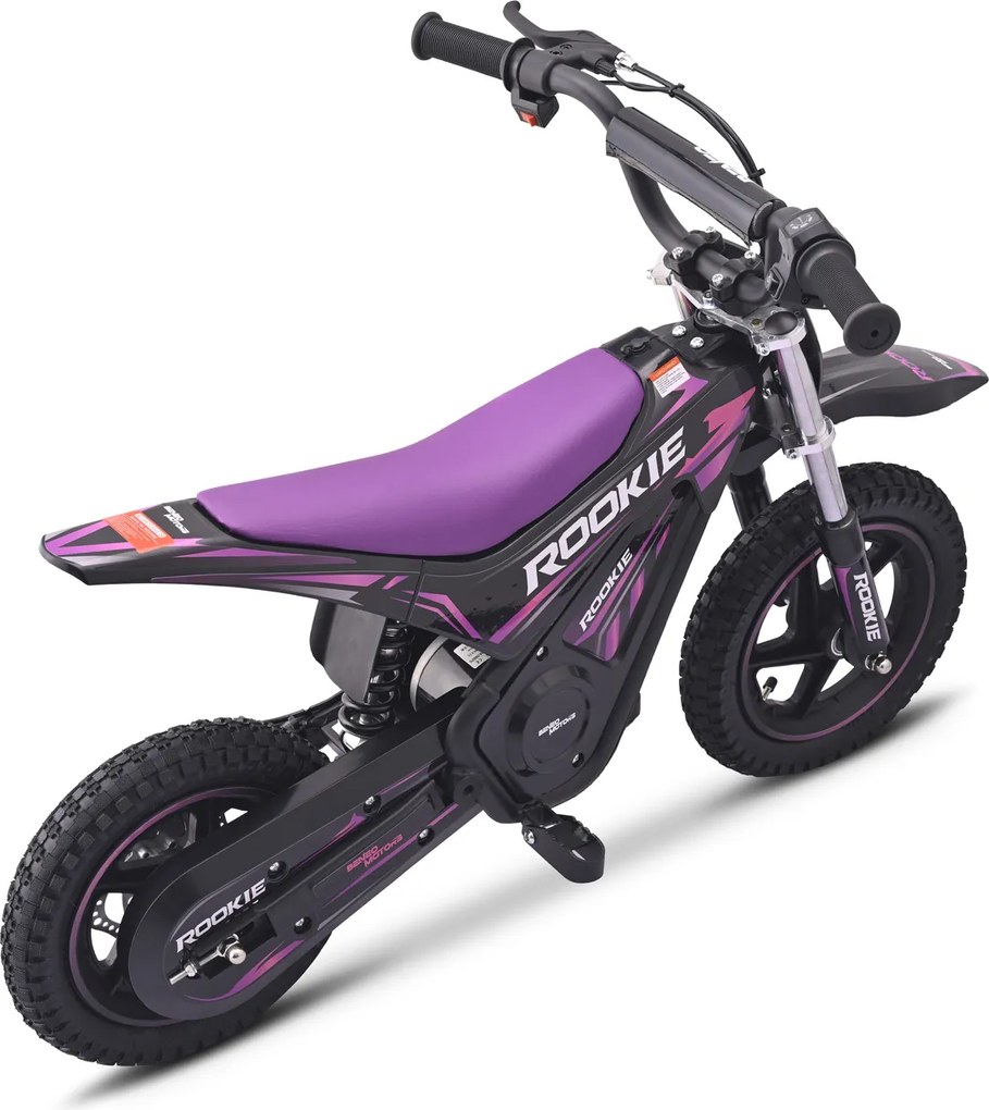 Mota elétrica para crianças ROOKIE 24 V (12"), bateria de lítio, motor sem escovas de 250 W, travão de disco Roxa