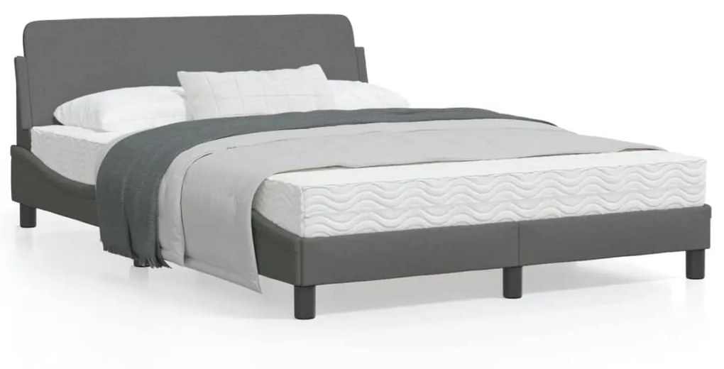 vidaXL Estrutura de cama sem colchão 140x200 cm tecido cinzento-escuro