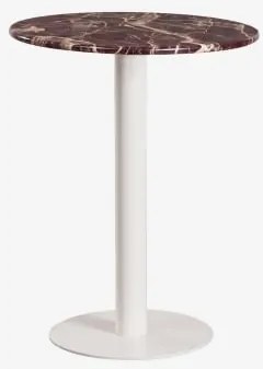 Mesa De Bar Redonda Em Pedra Natural Xiren Ø60 Cm & Mármore Vermelho Cherry Gold & Branco Glacial - Sklum