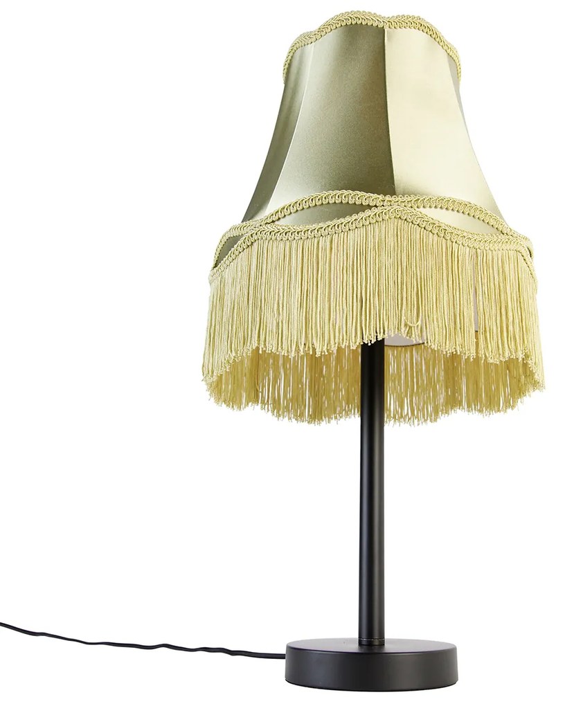 Candeeiro de mesa clássico preto com cúpula avó verde 30 cm - Simplo