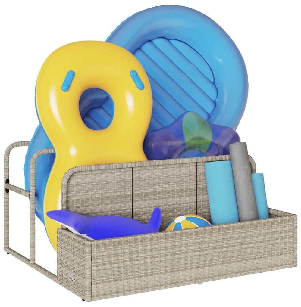 Armazenamento de bóias junto à piscina 110x100x57 cm vime PE
