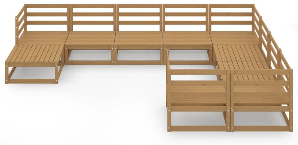 10 pcs conjunto lounge de jardim pinho maciço