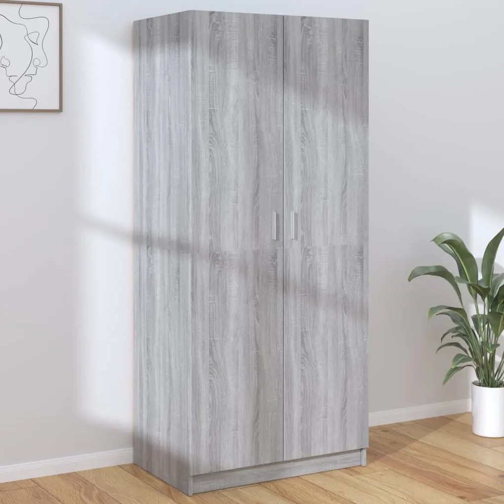 815352 vidaXL Roupeiro 80x52x180 cm derivados de madeira cinzento sonoma