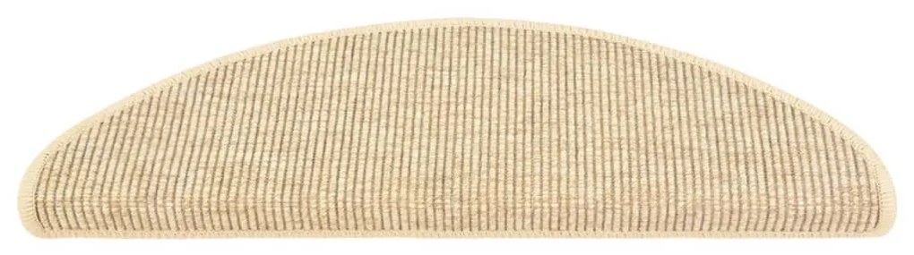 Tapetes escada adesivos aspeto sisal 15pcs 65x21x4 cm bege