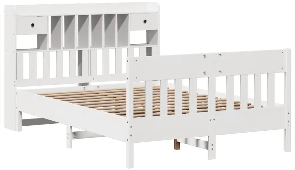 Cama sem colchão 140x200 cm madeira de pinho maciça branco
