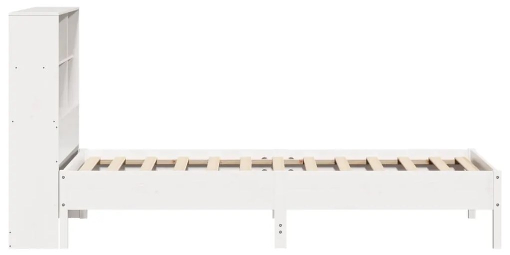 Cama com estante sem colchão 75x190 cm pinho maciço branco