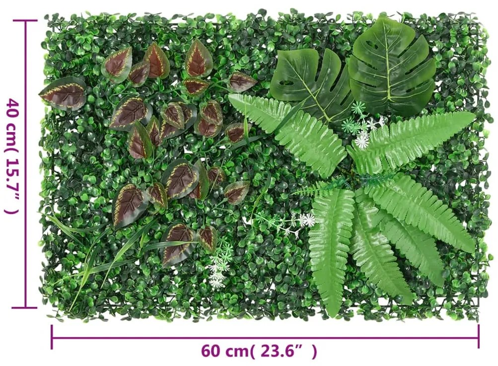 Vedação de plantas artificiais 24 pcs 40x60 cm verde