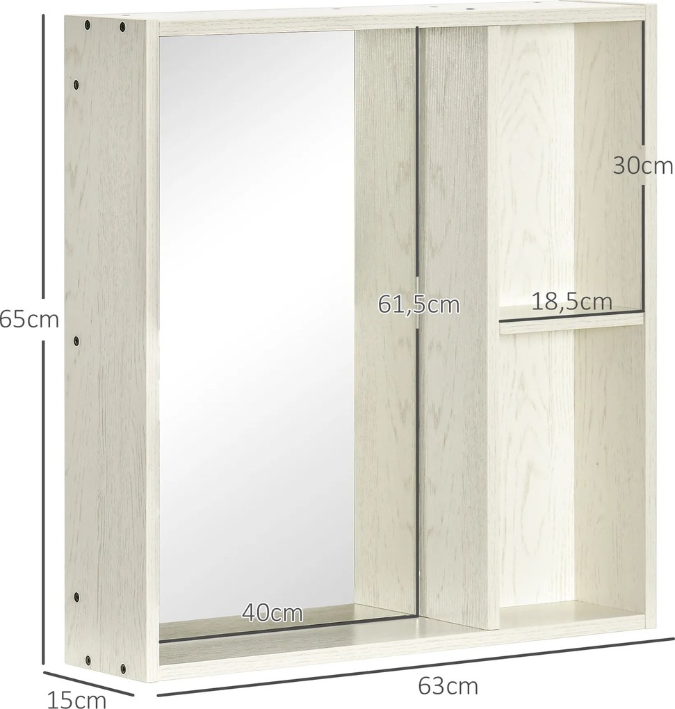 Armário de Casa de Banho com Espelho Móvel para Casa de Banho Estilo Moderno 63x15x65 cm Branco