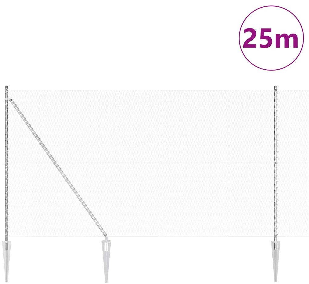 Cerca Hexagonal vidaXL 1,6x25 m Aço Galvanizado