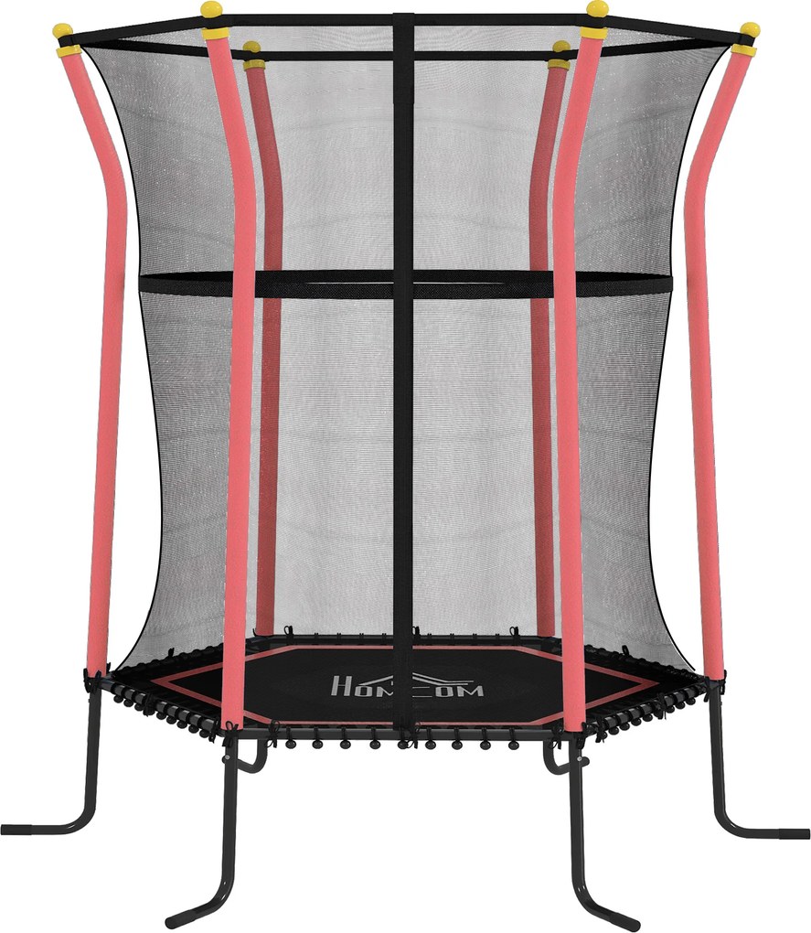 HOMCOM Trampolim Criança com Rede de Segurança e Estrutura de Aço para Interiores e Exteriores Carga 50kg Ø163,5x190 cm Vermelho | Aosom Portugal
