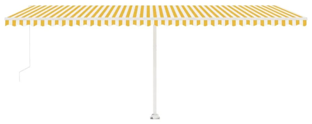 Toldo retrátil manual com LED 600x350 cm amarelo e branco