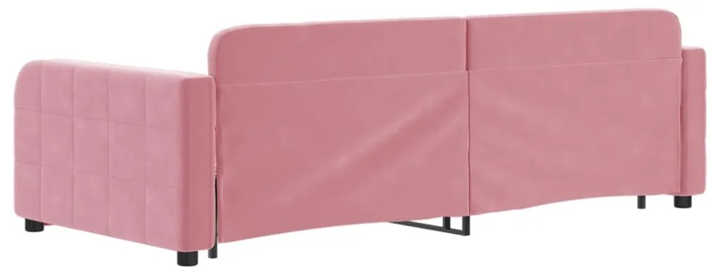 Sofá-cama com gavetão e gavetas 90x200 cm veludo rosa