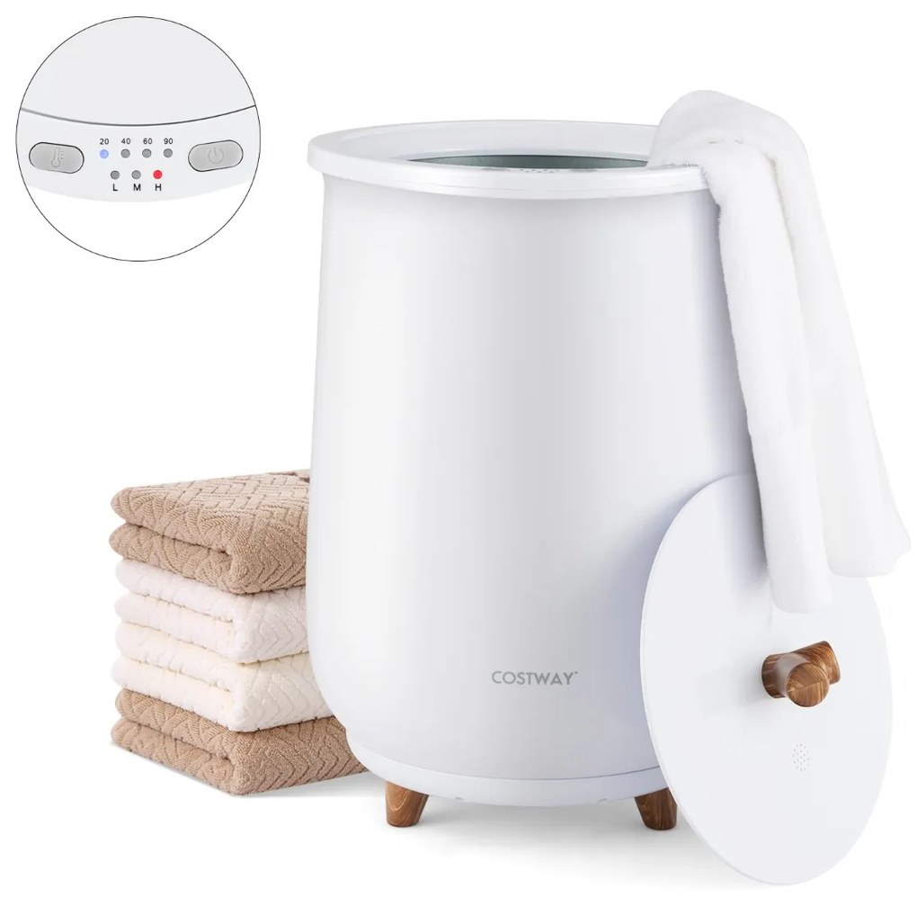 Aquecedor de Toalhas Cubo 20L com Temporizador de 3 Níveis de Aquecimento e Desligamento Automático Branco