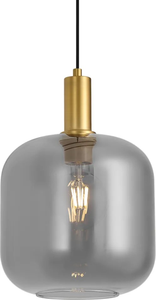 Candeeiro pendente de design em latão com vidro fumê para sistema de calha monofásico - Iconic Zuzanna