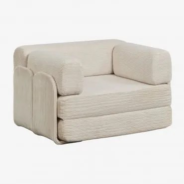 Poltrona-cama Em Veludo Cotelê Embalada A Vácuo Kyoto Linho Veludo Bege Linho - Sklum