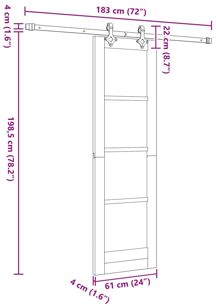 Porta Deslizante vidaXL com Conjunto de Ferragens Branca 61x198,5 cm M