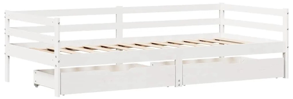 Sofá-cama c/ gavetas 90x200cm madeira de pinho maciça branco