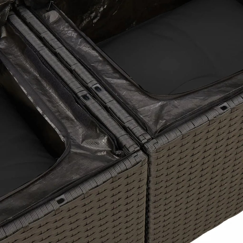 11 pcs conjunto sofás de jardim c/ almofadões vime PE preto