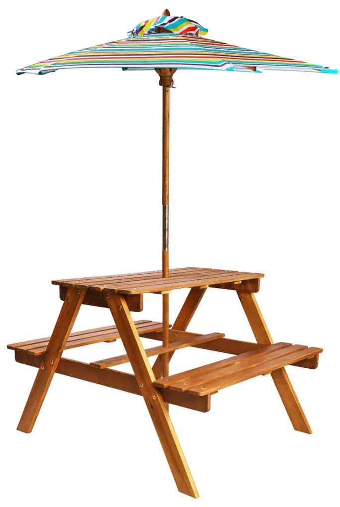 vidaXL Mesa de piquenique com guarda-sol 79x90x60 cm acácia maciça