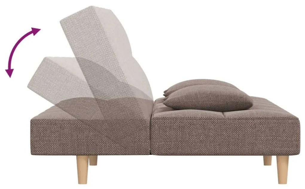 Sofá-cama 2 lugares c/ duas almofadas tecido cinza-acastanhado