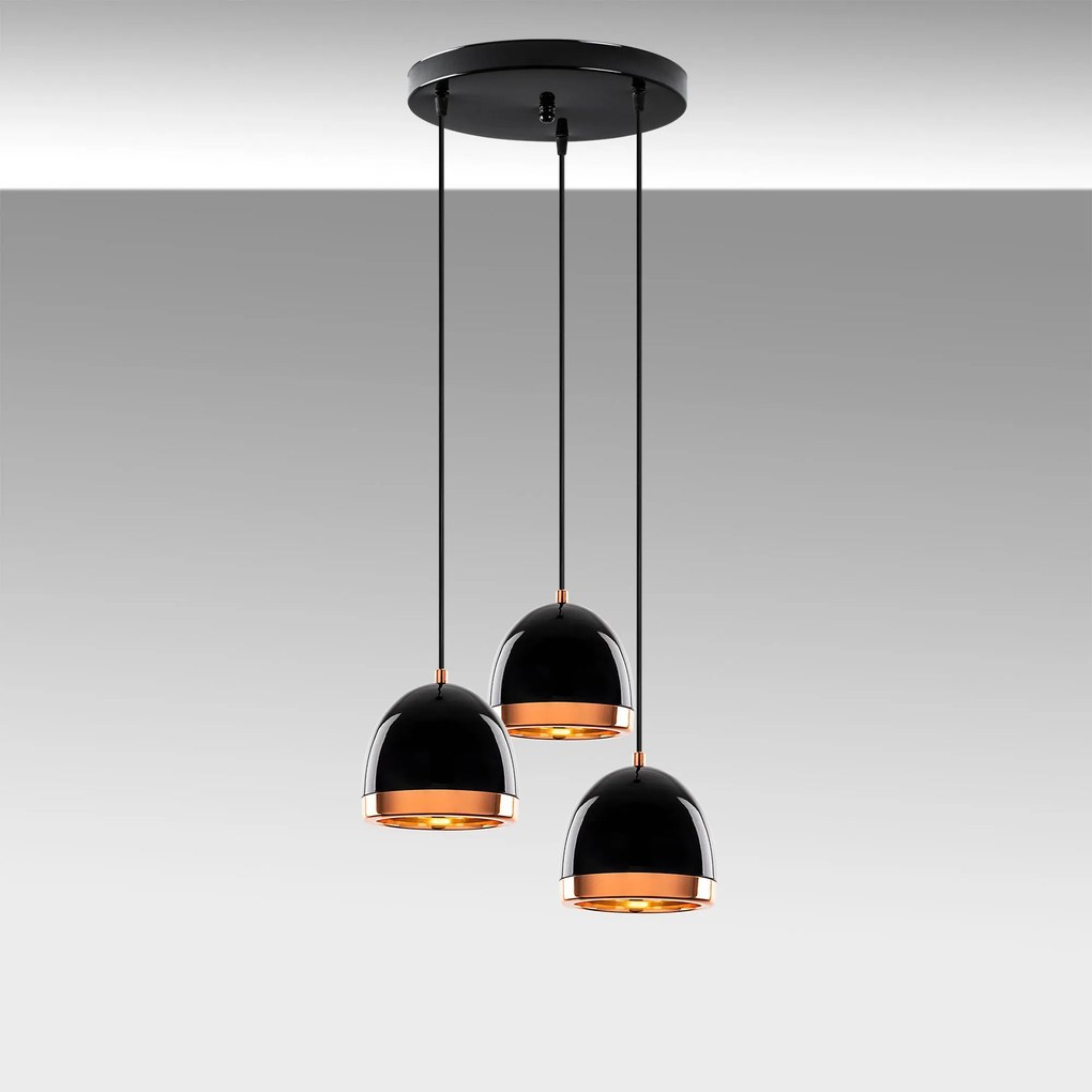 Candeeiro de Teto Mugo – Preto e Dourado – 35 x 35 x 110 cm