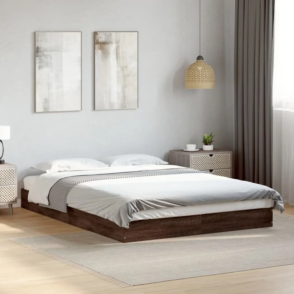 vidaXL Estrutura cama s/ colchão derivados madeira carvalho castanho